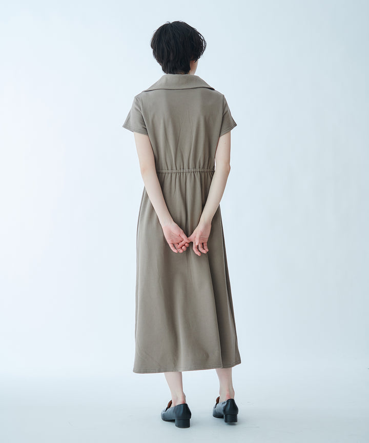 ハーフジップタックワンピース