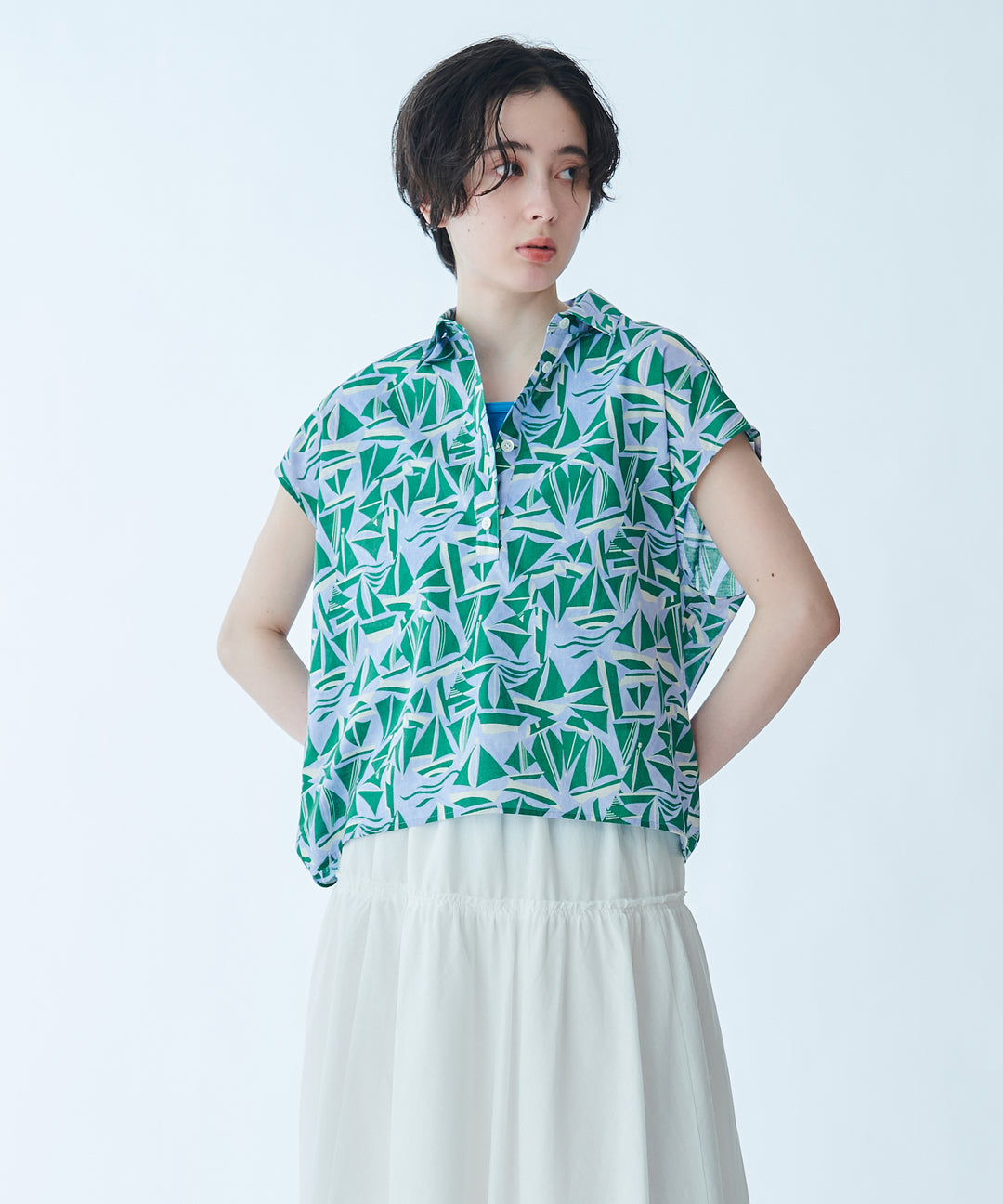 French Sleeve Printed Blouse