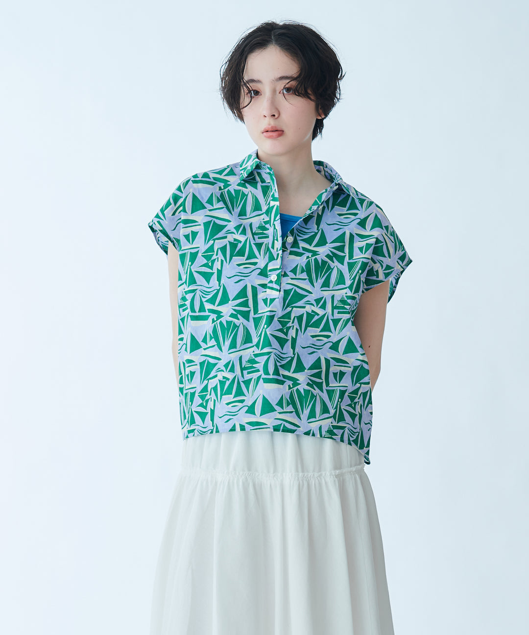 French Sleeve Printed Blouse