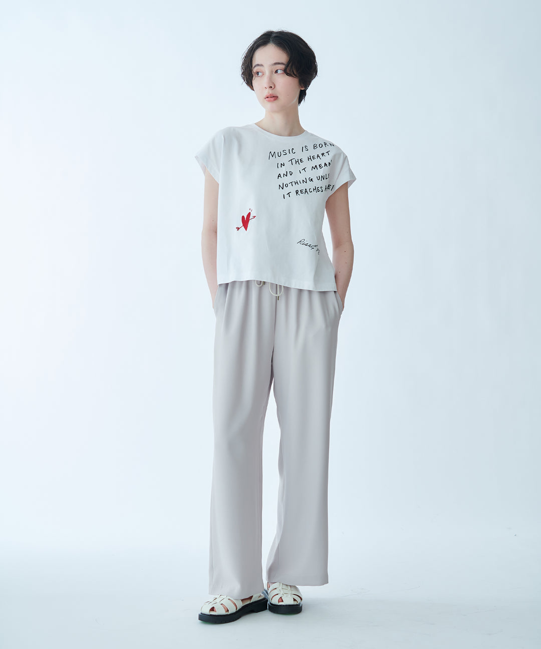 ジョーゼットドロストワイドシルエットパンツ