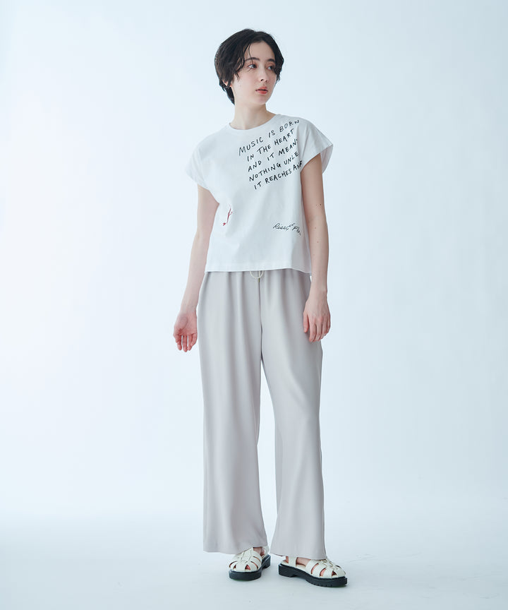 ハート刺繍メッセージロゴTシャツ