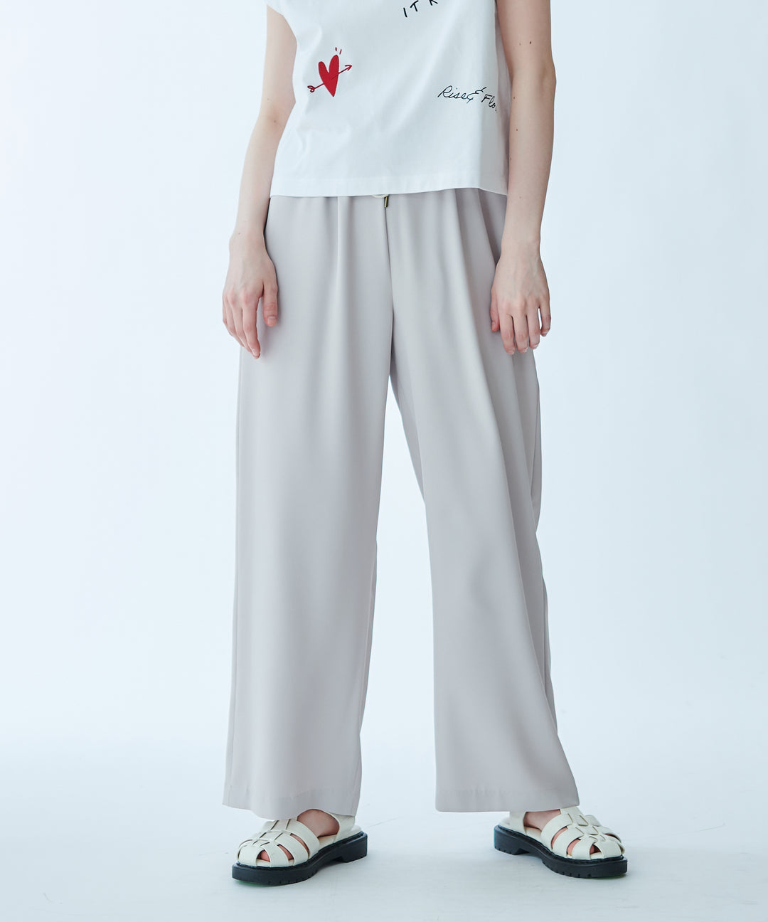ジョーゼットドロストワイドシルエットパンツ