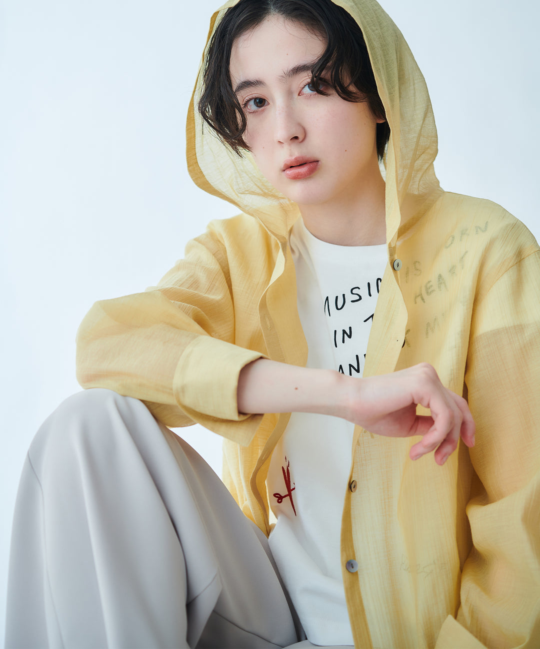 ハート刺繍メッセージロゴTシャツ