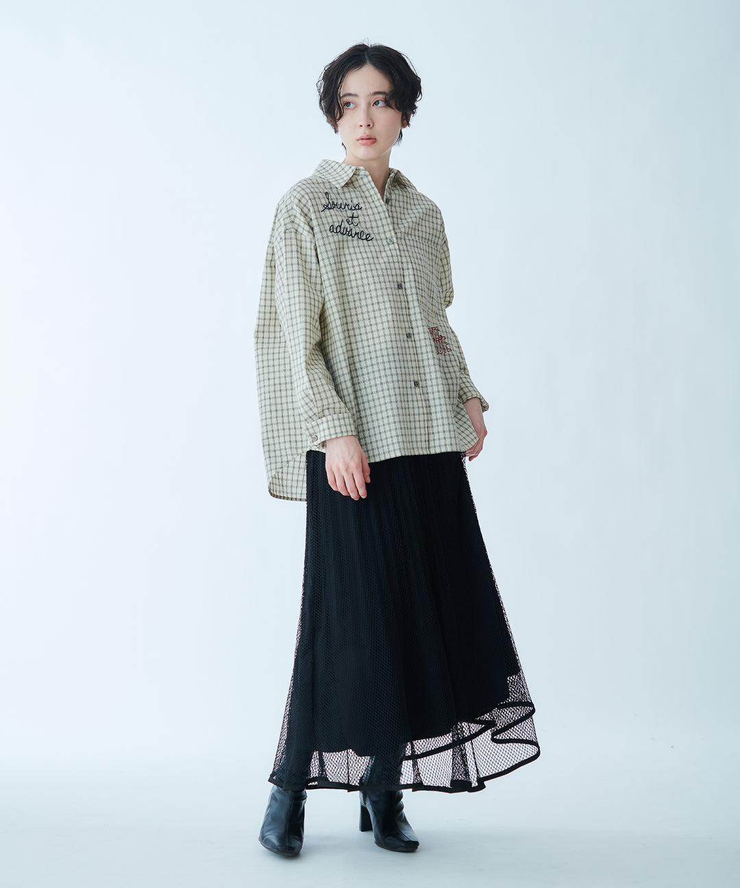 メッシュプリーツスカート