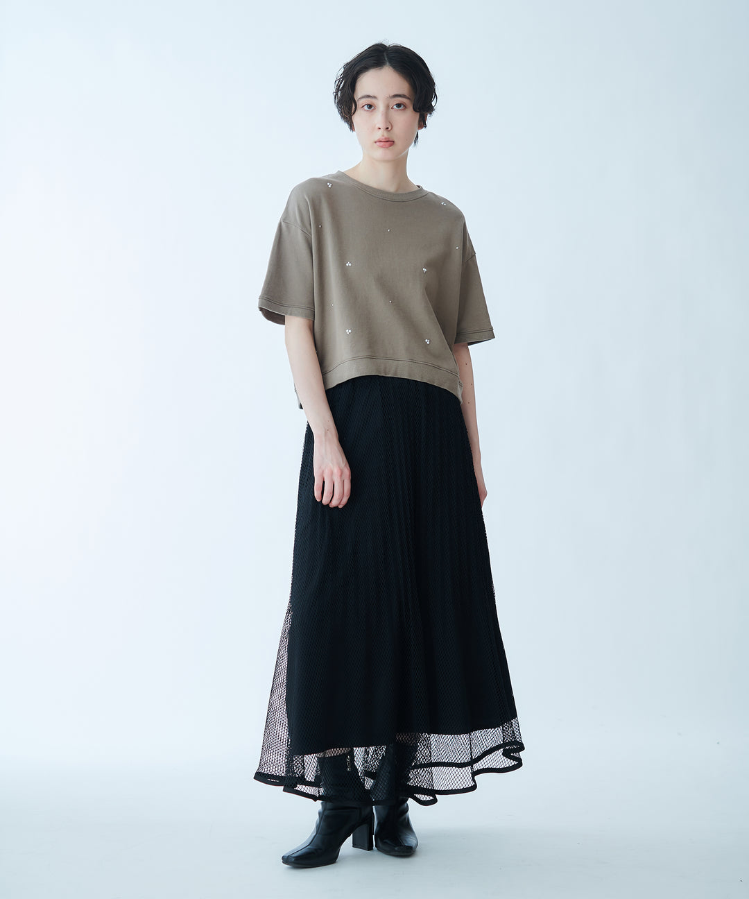 メッシュプリーツスカート