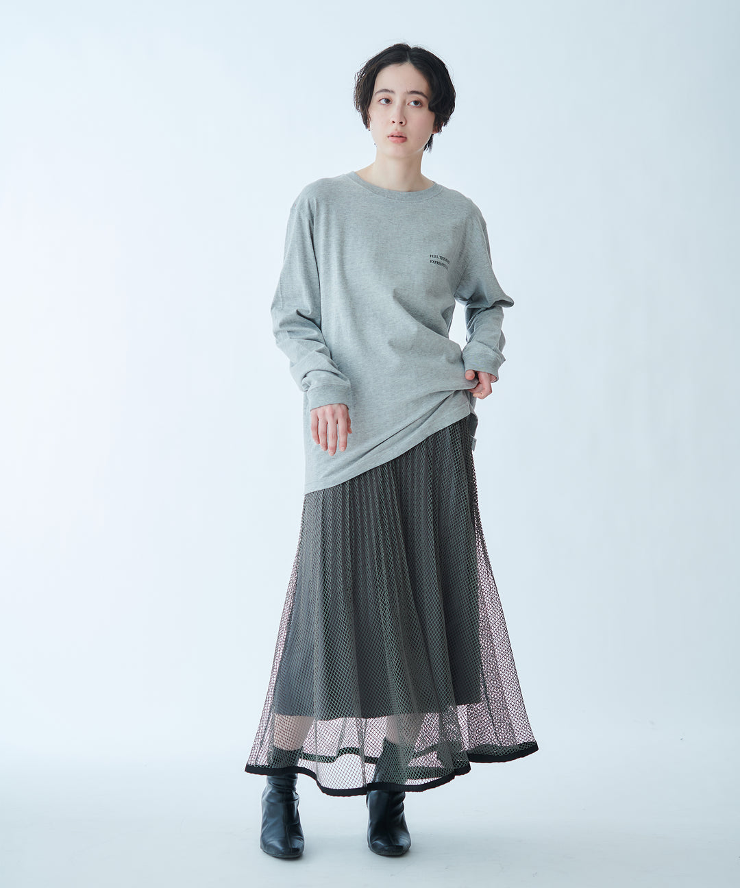 メッシュプリーツスカート