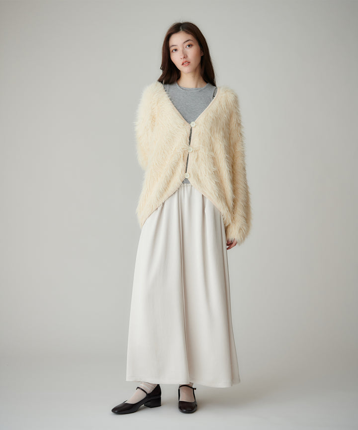 ロングシャギーVネックカーディガン
