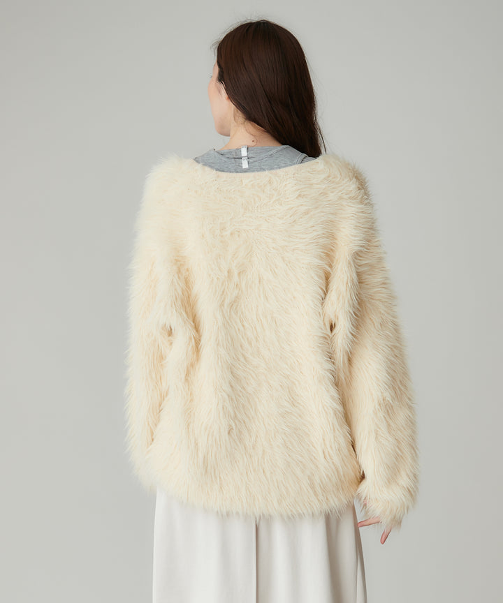 ロングシャギーVネックカーディガン