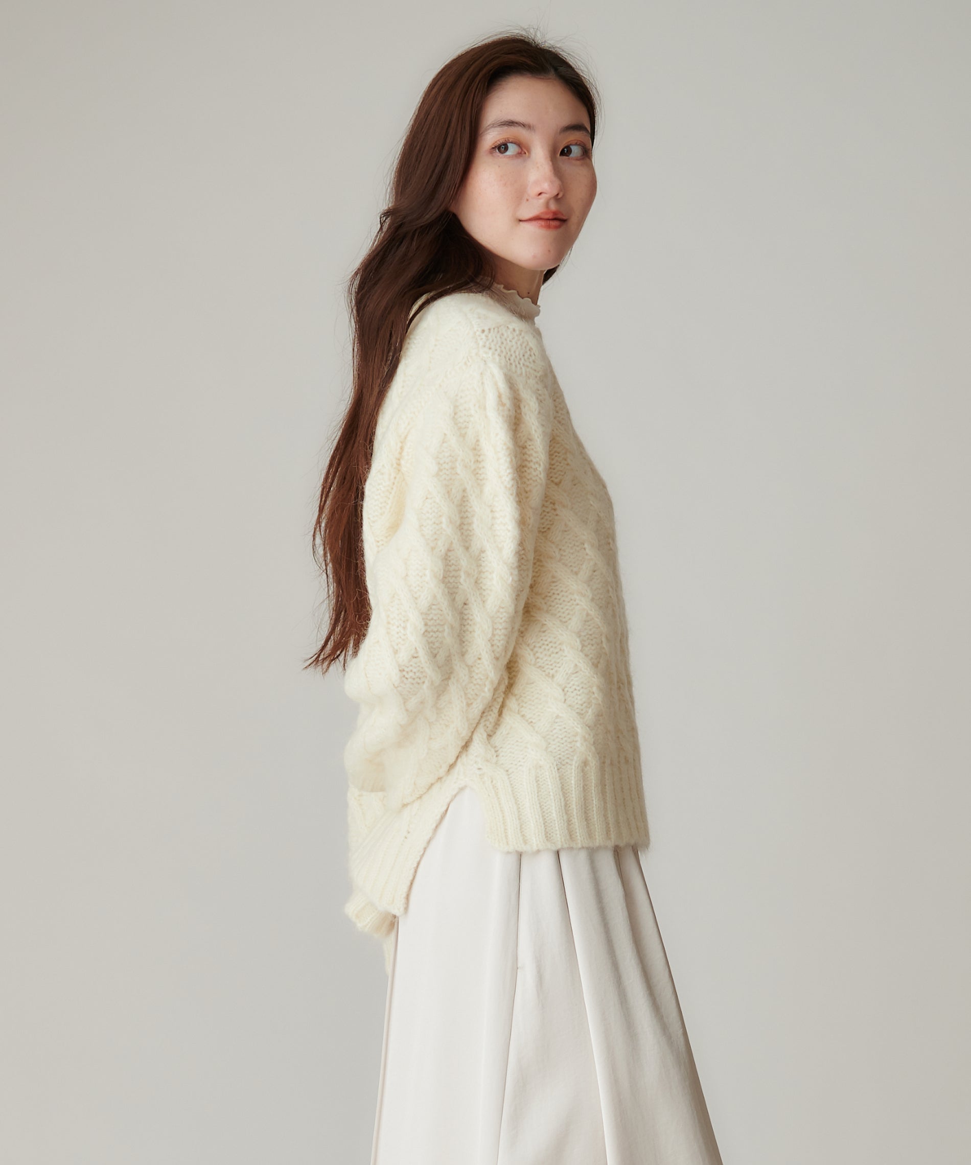 モヘア混ケーブルニット – FACE SANS FARD