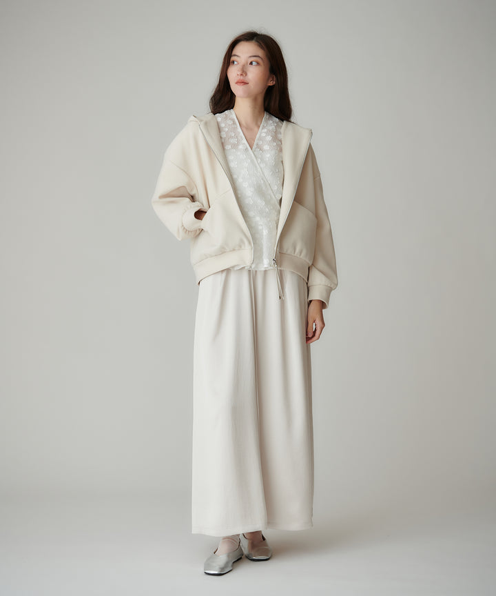 フラワージャカードカシュクールパフスリーブブラウス