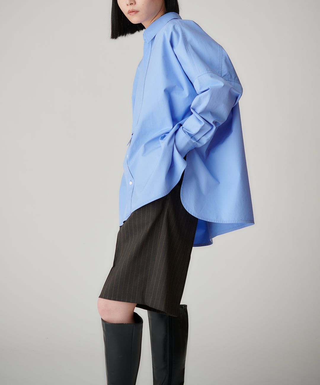 165cm / 38 / ブラウン系ストライプ