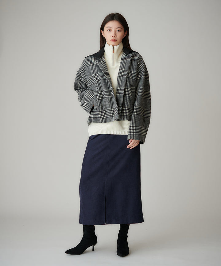 グレンチェックショートコート