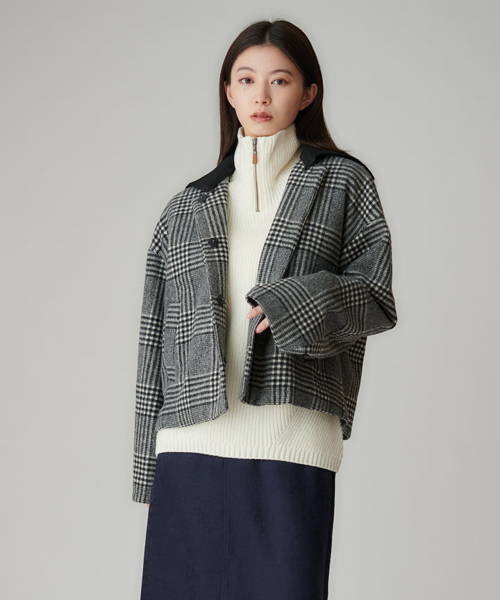 グレンチェックショートコート