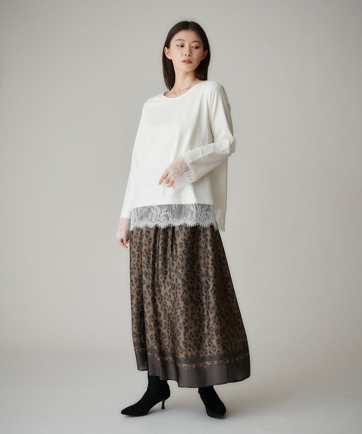 レースドッキングコットンカットソー