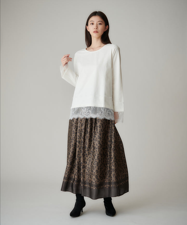 レースドッキングコットンカットソー