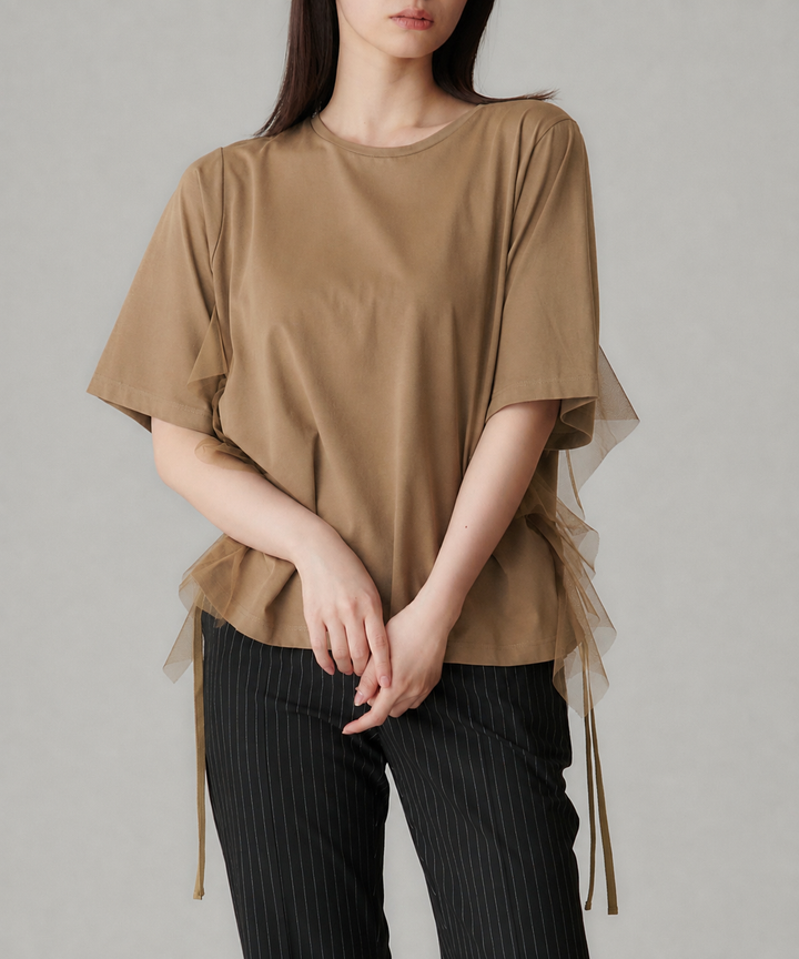 チュールフリルドッキングTシャツ