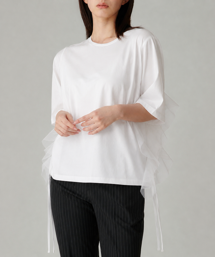 チュールフリルドッキングTシャツ
