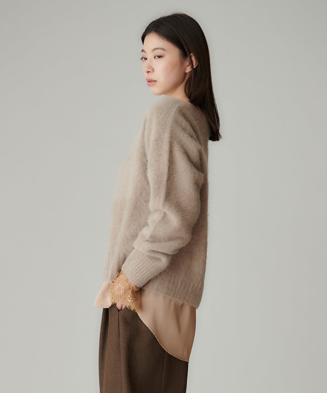 フォックスウールクルーネックニット