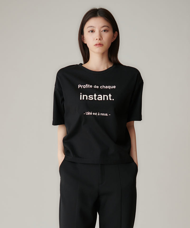 クルーネックメッセージプリントTシャツ