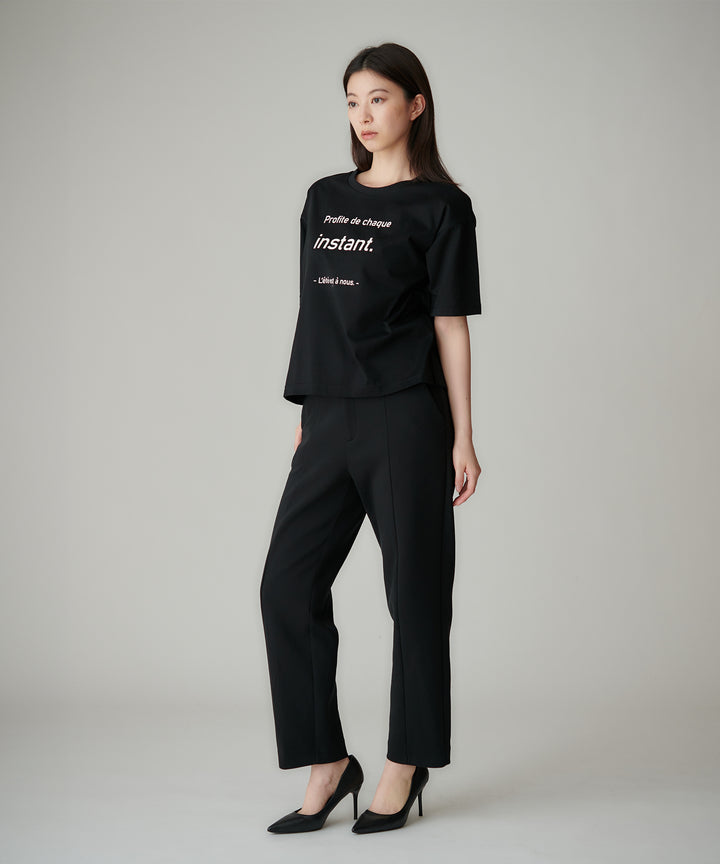 クルーネックメッセージプリントTシャツ