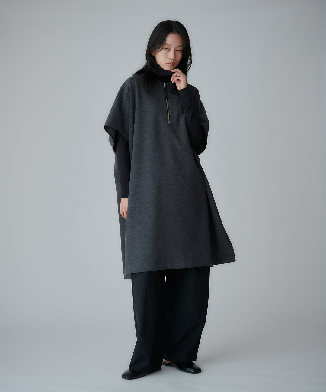 カシミヤコットンハイネックプルオーバー