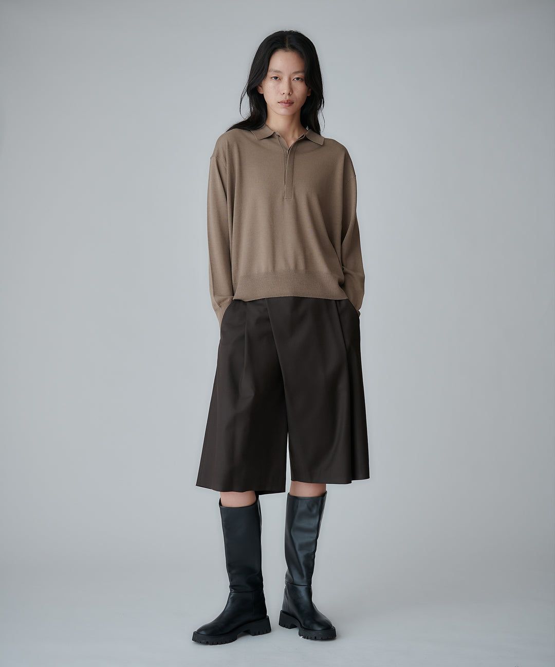 アシンメトリーラップハーフパンツ