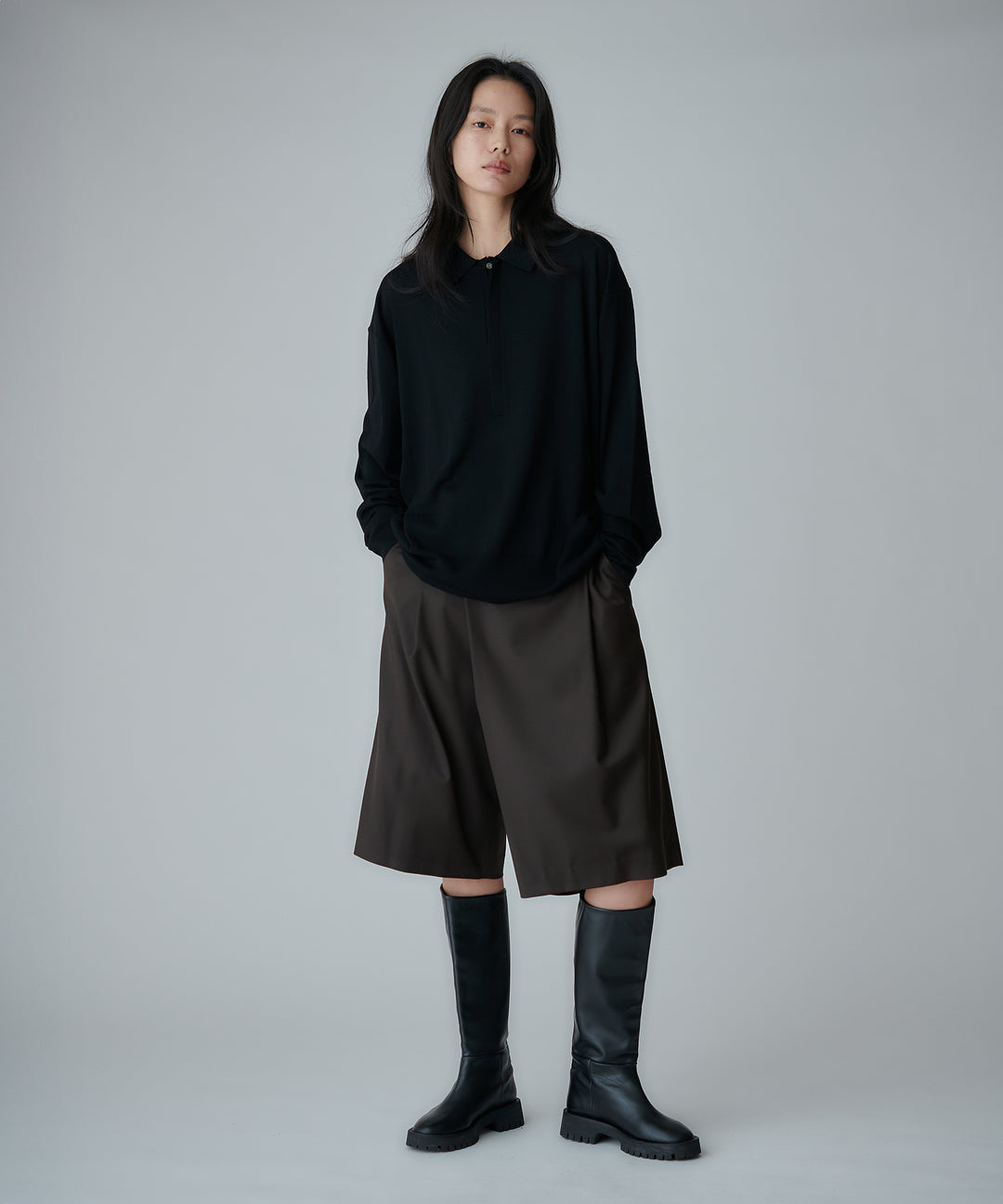 アシンメトリーラップハーフパンツ