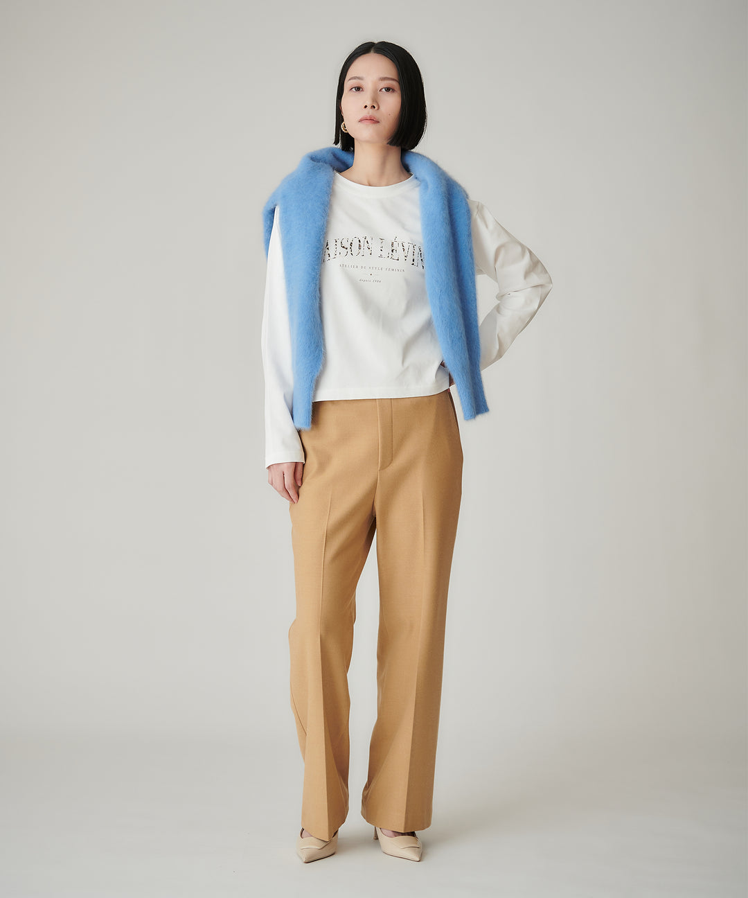 フォックスカシミヤクルーネックニット
