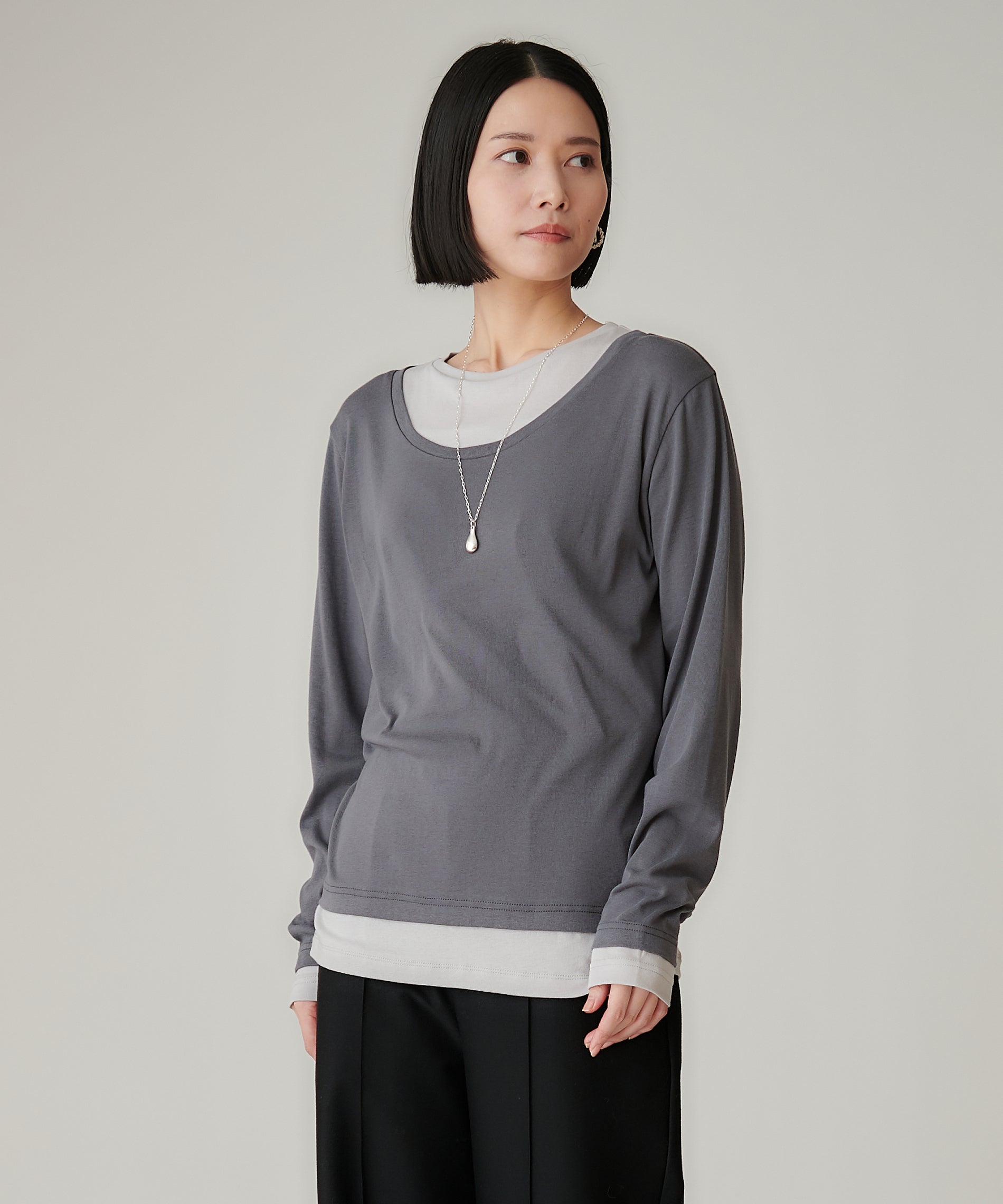 シルクブレンドレイヤード風プルオーバー – FACE SANS FARD
