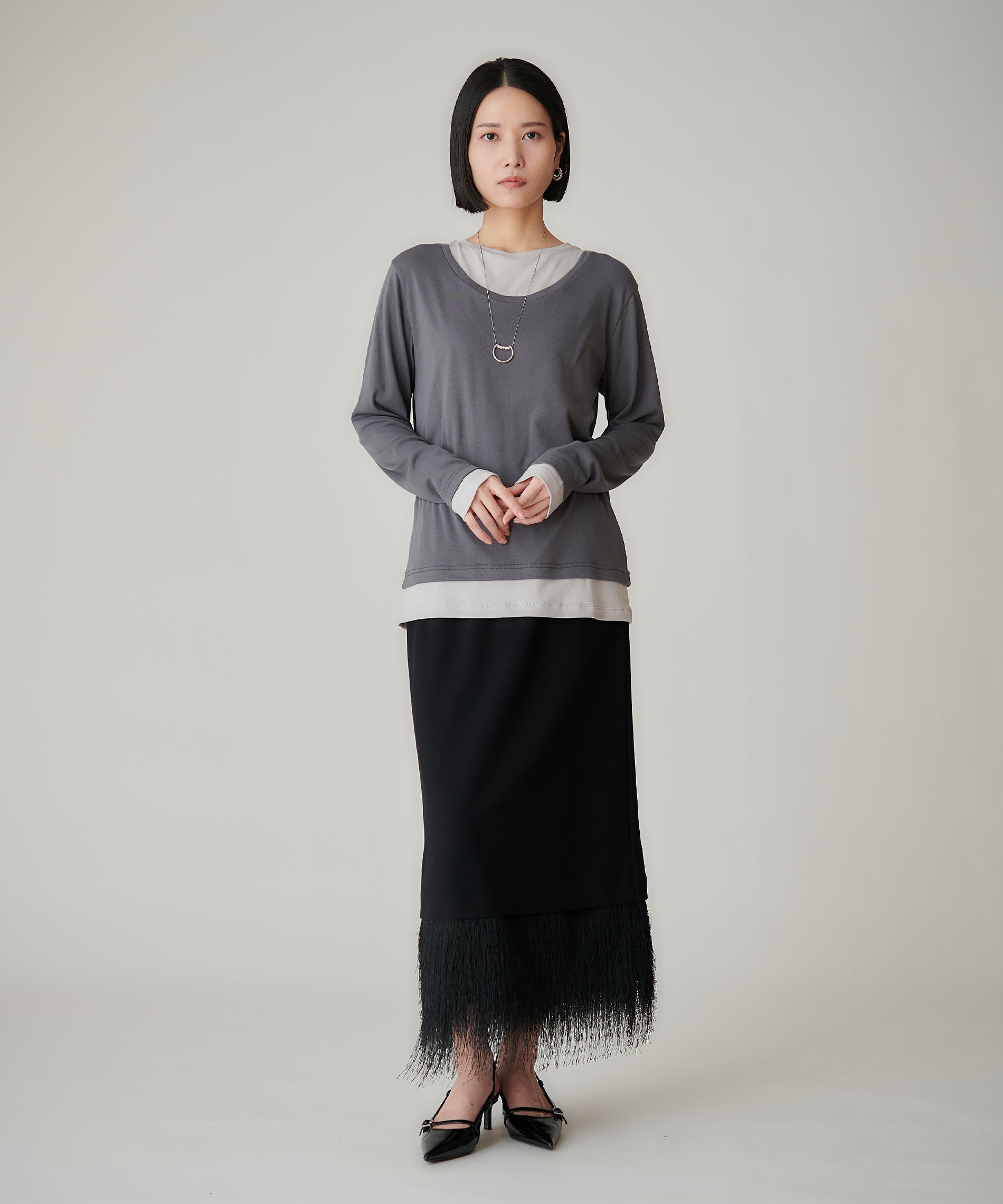 シルクブレンドレイヤード風プルオーバー – FACE SANS FARD
