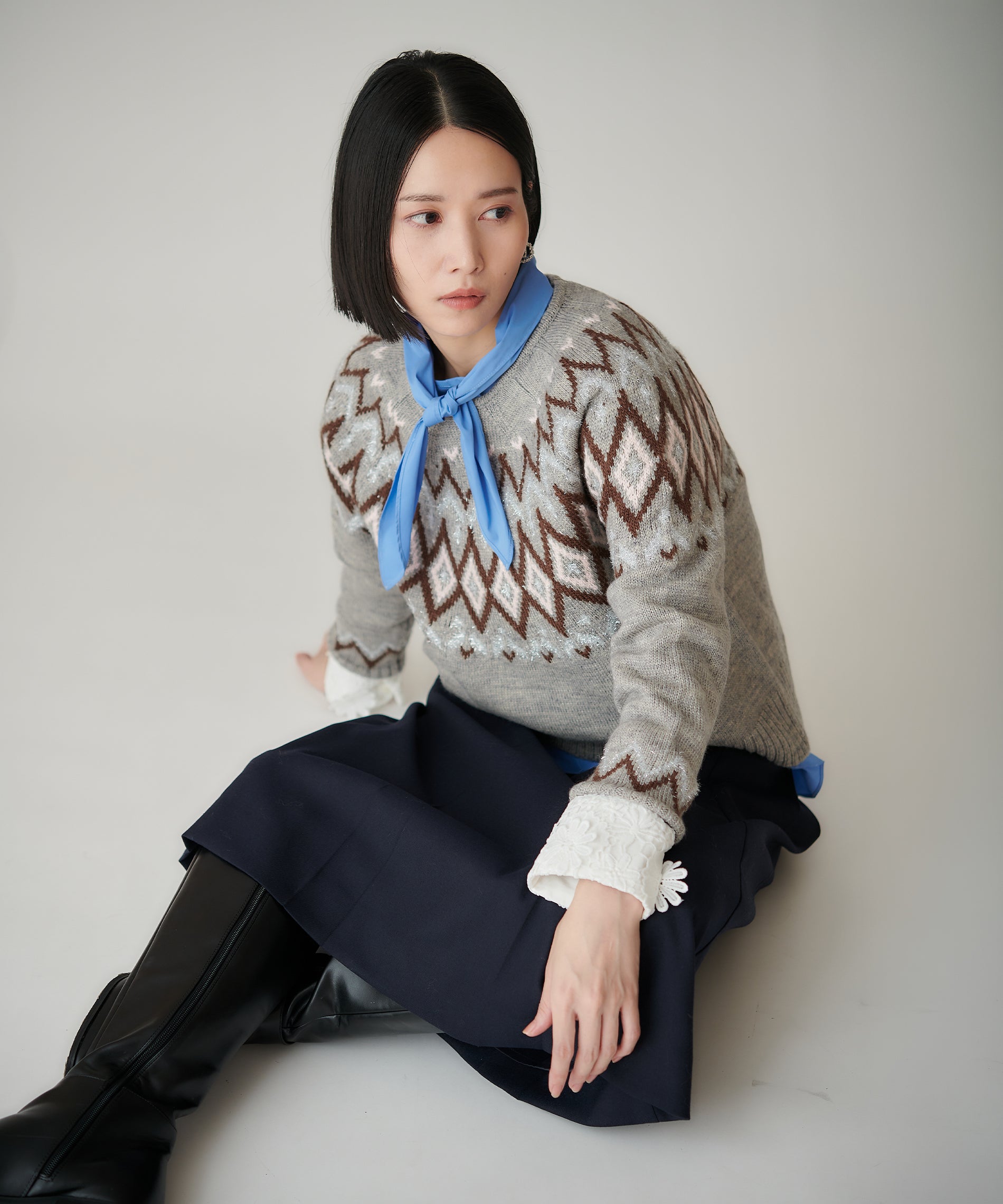 アシンメトリーファスナープリーツスカート – FACE SANS FARD