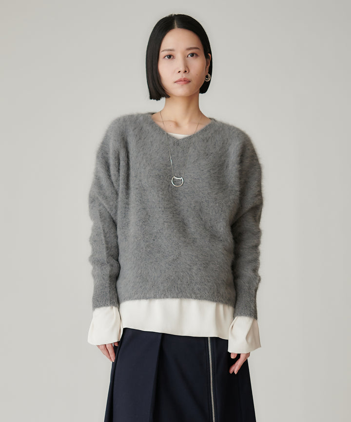 フォックスカシミヤVネックニット