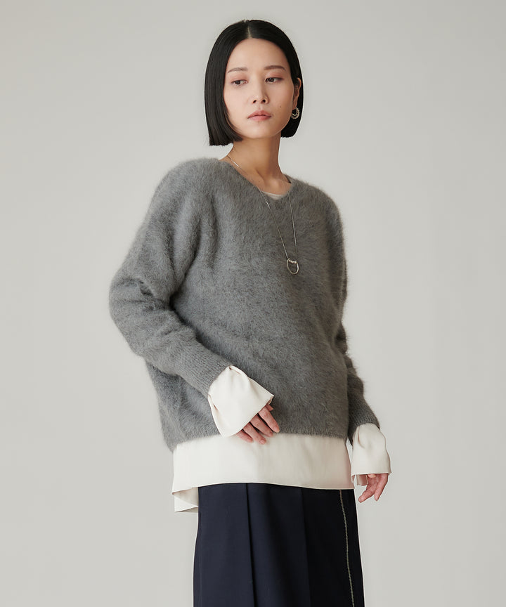 フォックスカシミヤVネックニット