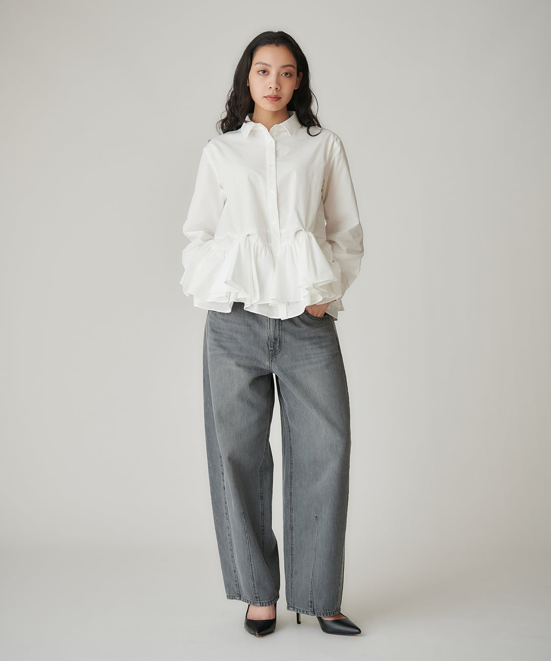 バレルシルエットデニムパンツ