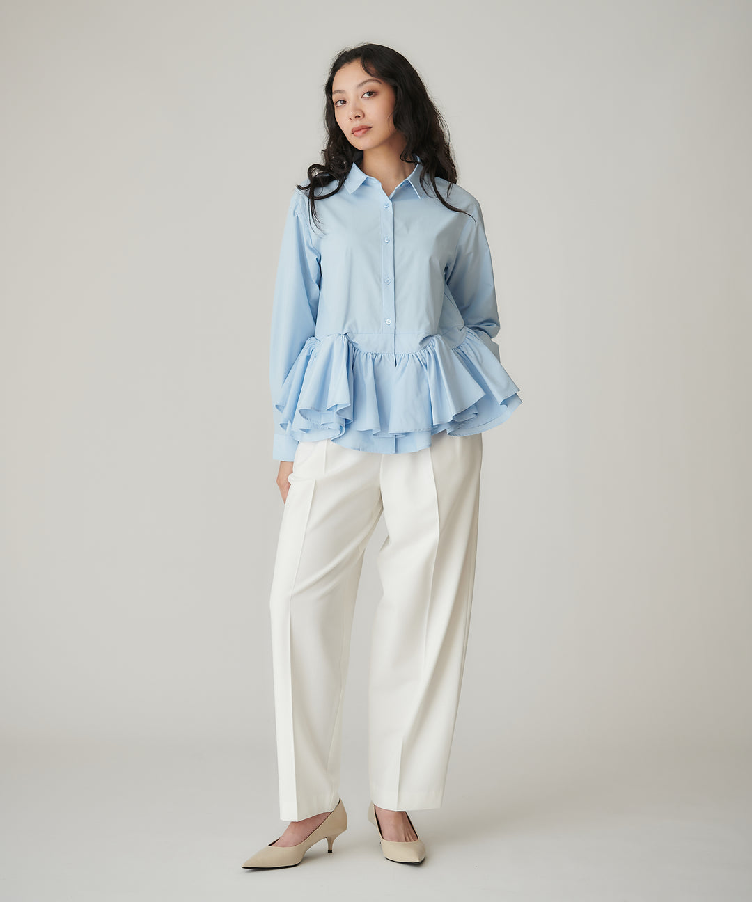 裏起毛ストレッチバレルパンツ
