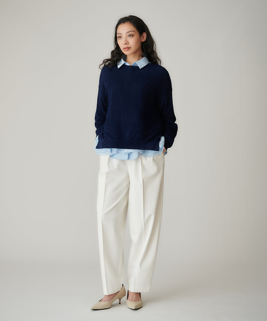 裏起毛ストレッチバレルパンツ