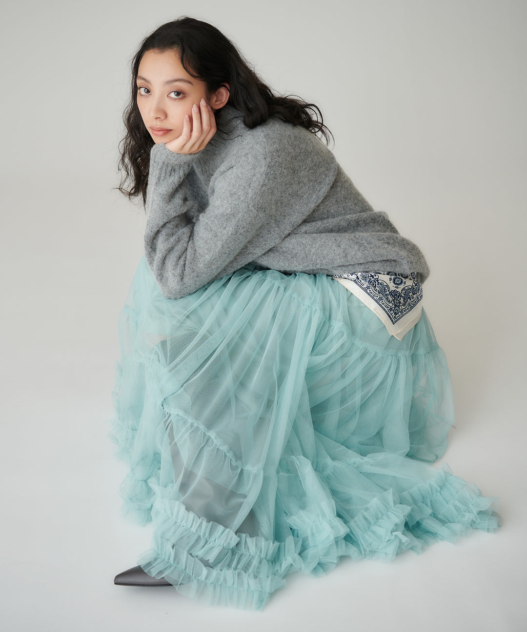 フリルチュールロングスカート