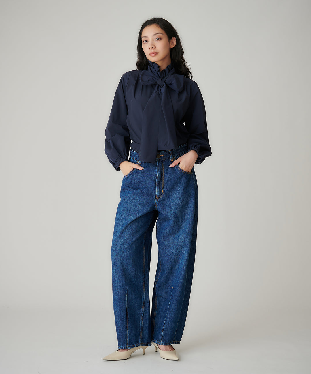 バレルシルエットデニムパンツ