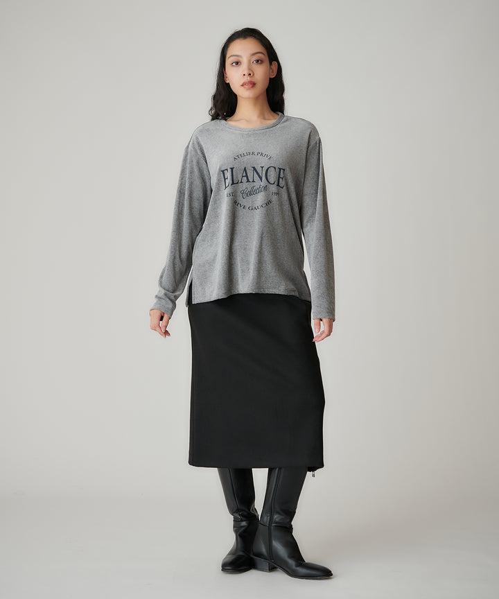 ベロアロゴプリントロングスリーブTシャツ
