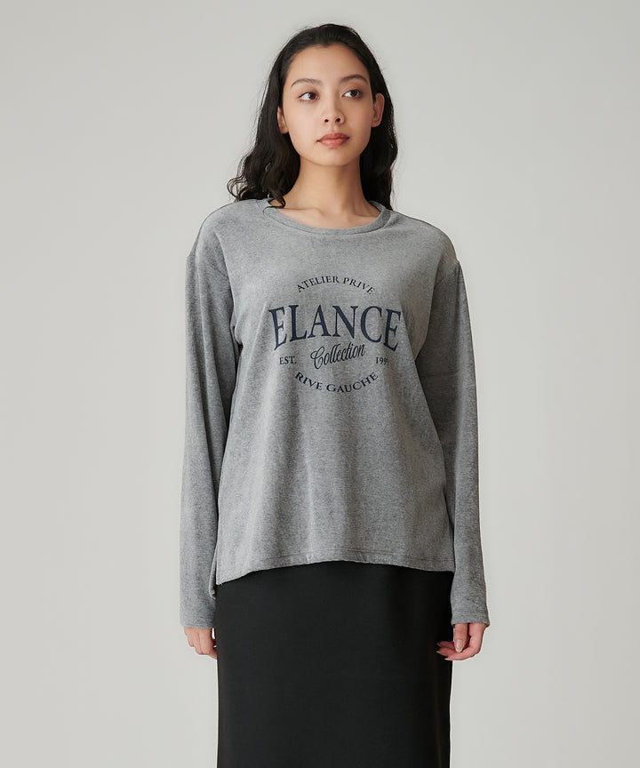 ベロアロゴプリントロングスリーブTシャツ