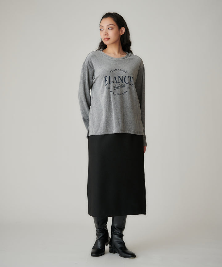 ベロアロゴプリントロングスリーブTシャツ