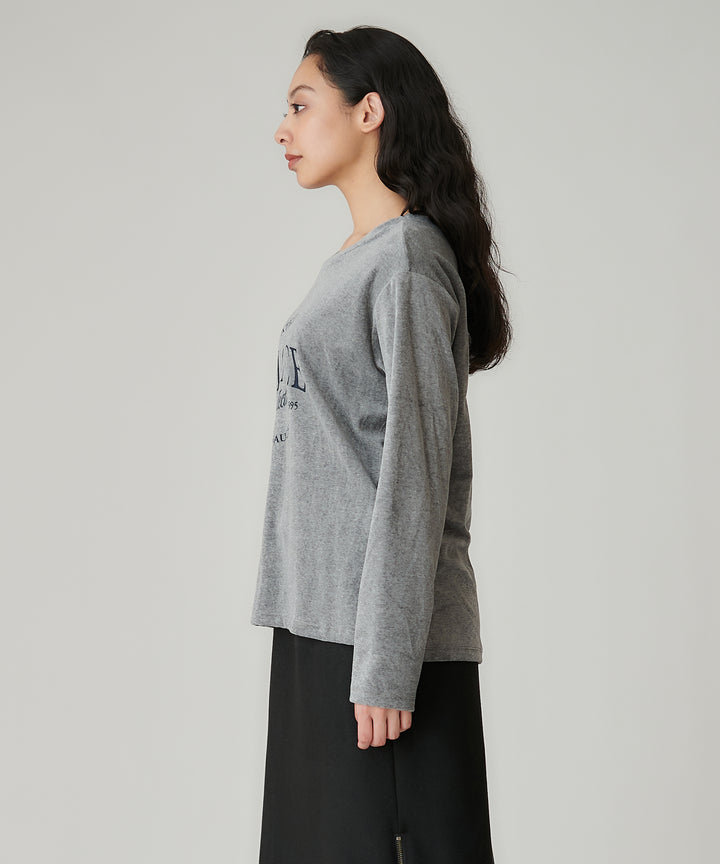ベロアロゴプリントロングスリーブTシャツ