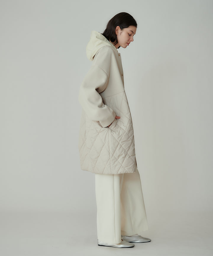 ダンボール×キルティングノーカラーコート