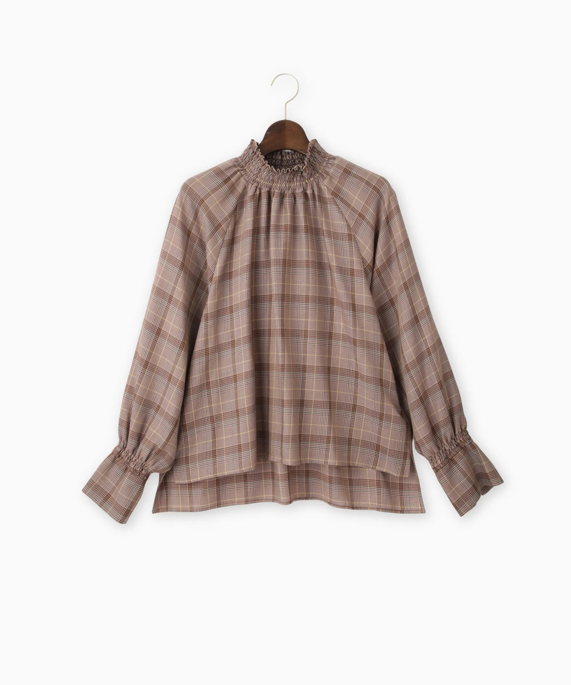 liten シャーリングブラウス 千鳥柄風シャーリングブラウス