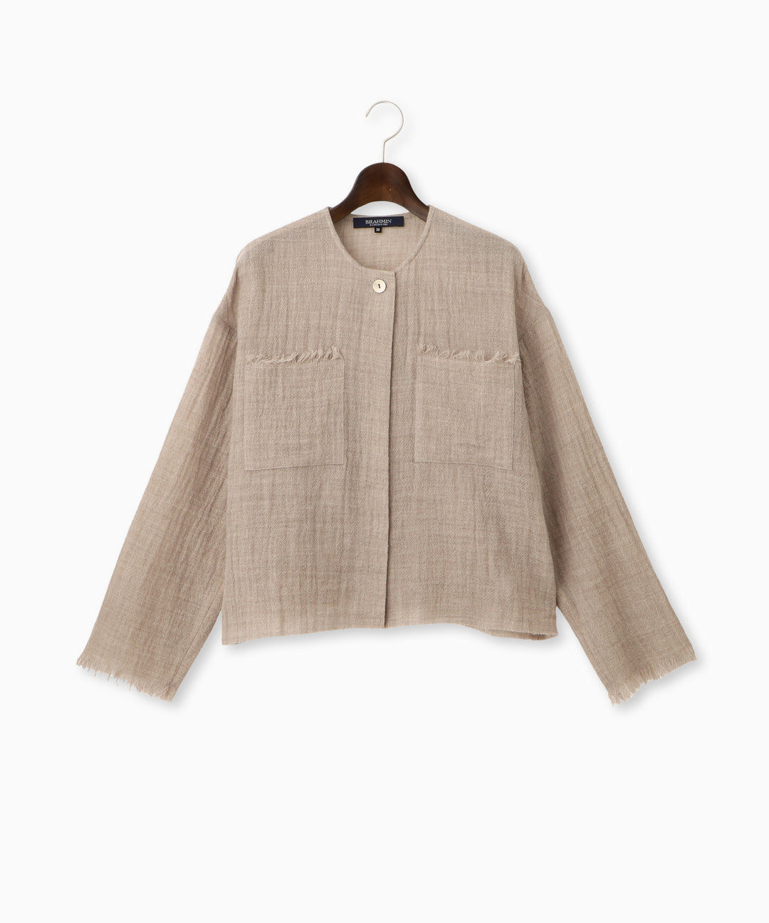 ノーカラーフリンジブラウス