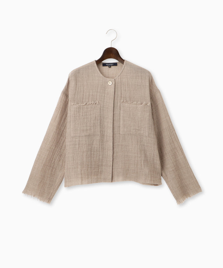 ノーカラーフリンジブラウス