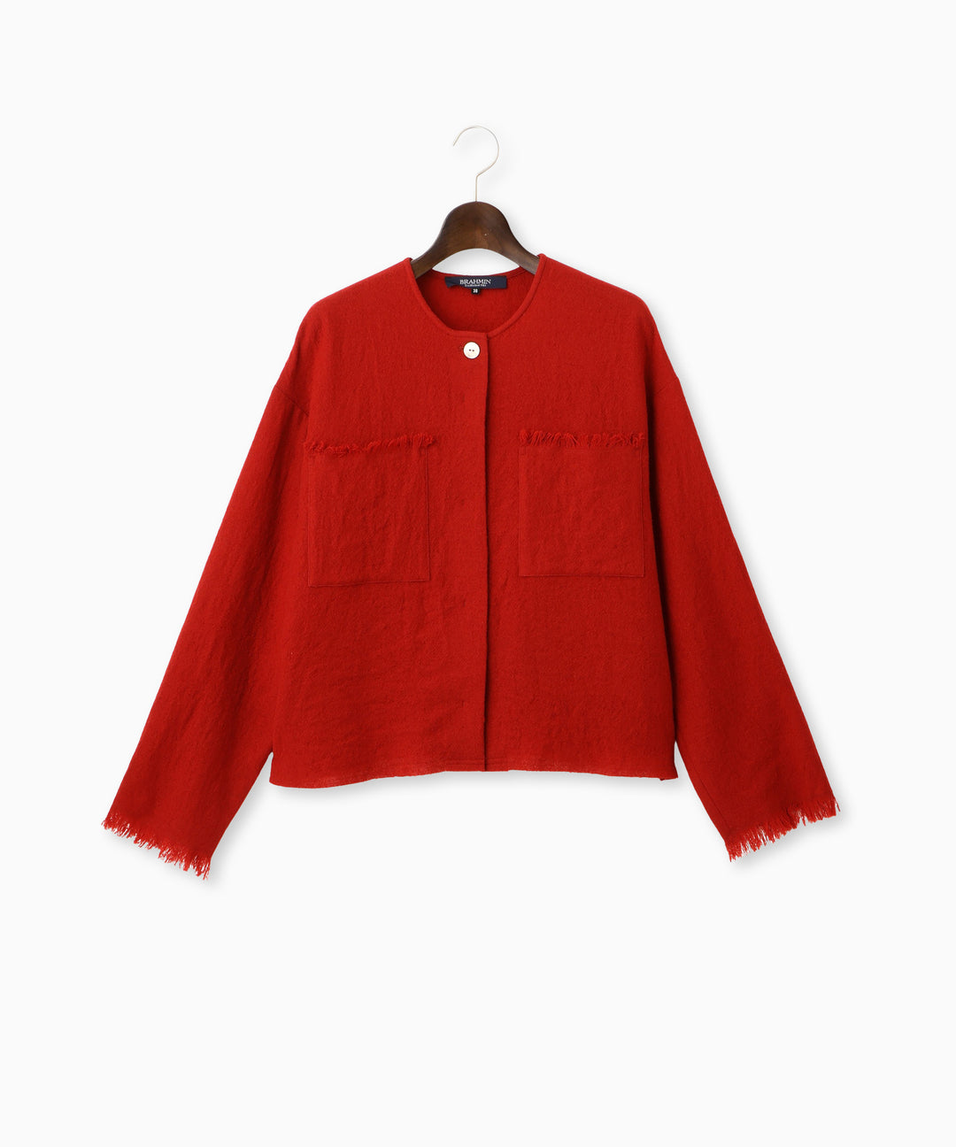 ノーカラーフリンジブラウス