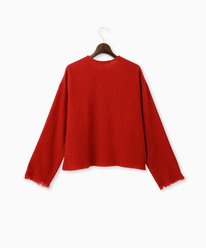 ノーカラーフリンジブラウス