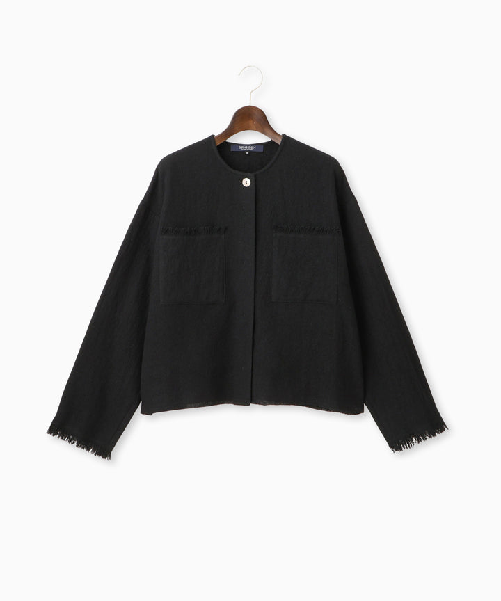 ノーカラーフリンジブラウス