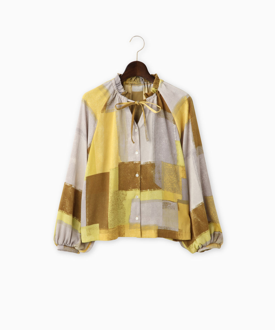 マイクロサテンレオパードアートブラウス